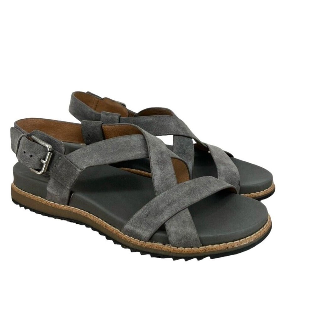 SOFFT Women's Fairbrook Sandal Steel Grey Suede Strappy Cross Over Size 9.5